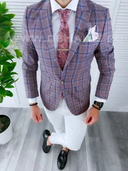 Sacou barbati in carouri slim fit B4238 20-3.1